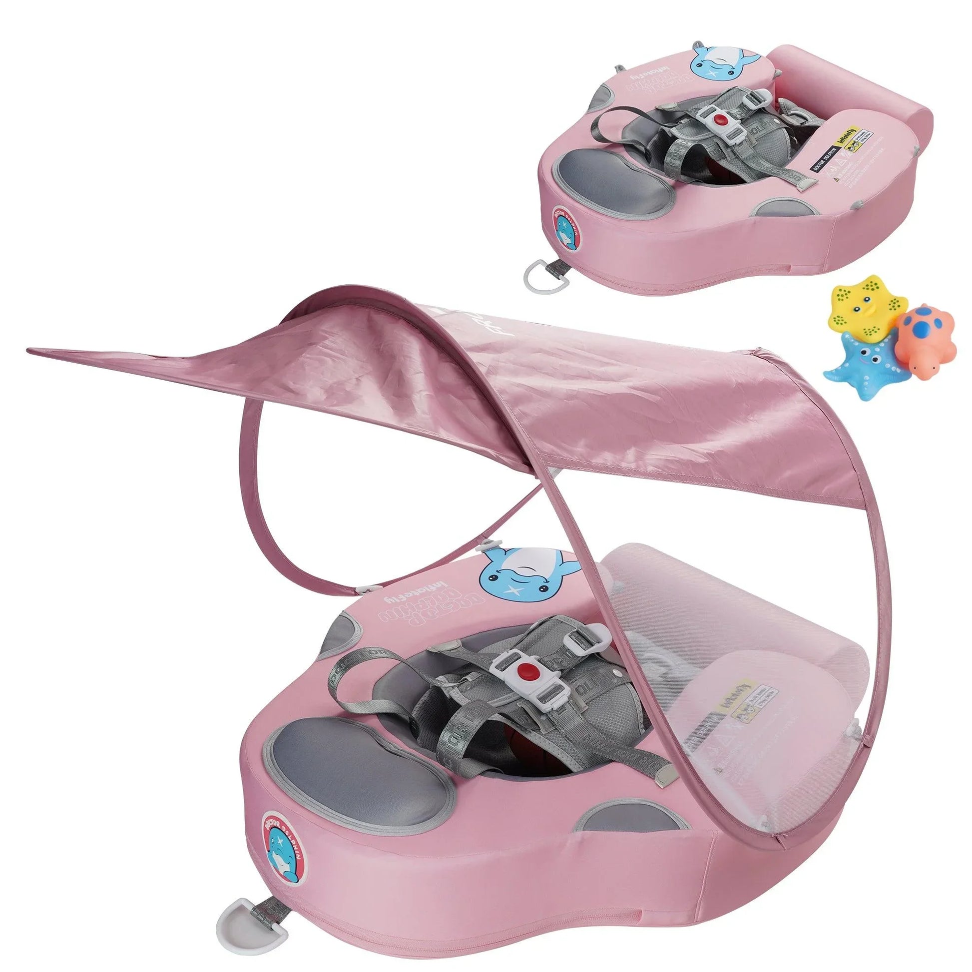 Pink UV Sunshade Baby Swim Float - INFLATEFLY