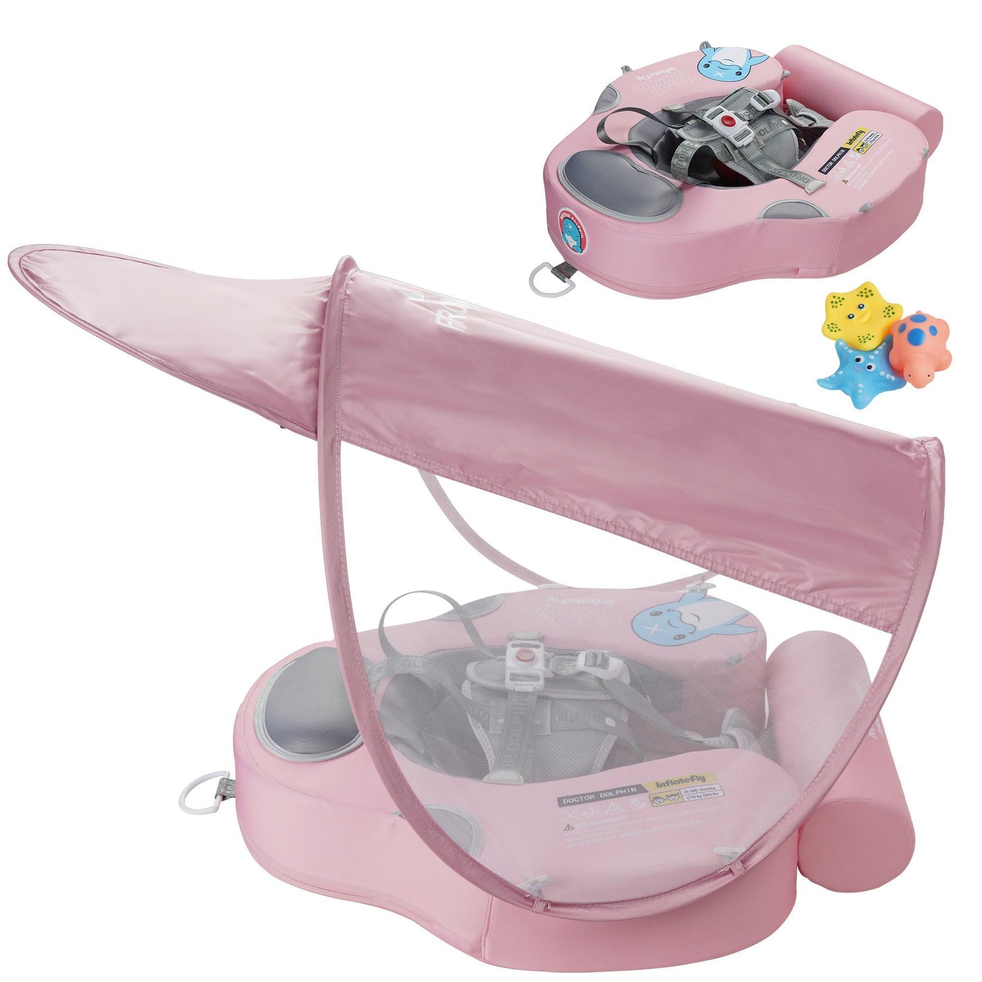 Pink UV Sunshade Baby Swim Float - INFLATEFLY