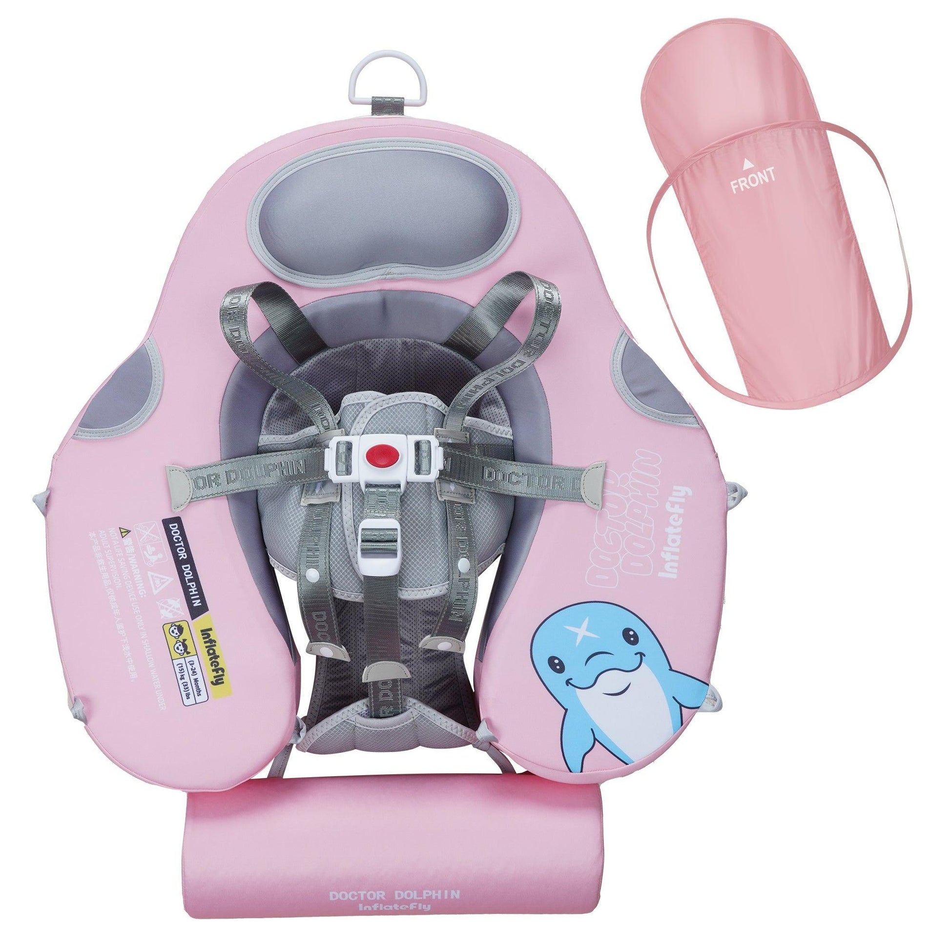 Pink UV Sunshade Baby Swim Float - INFLATEFLY