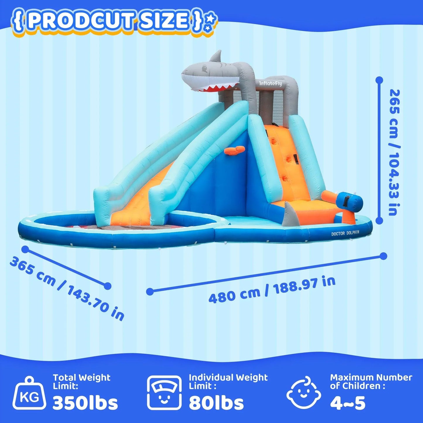Shark Waterslide with Sprinkler Pool