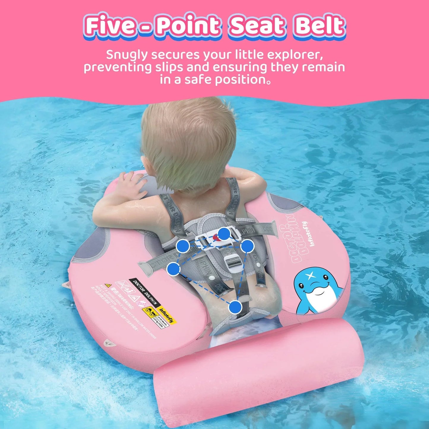 Pink UV Sunshade Baby Swim Float - INFLATEFLY