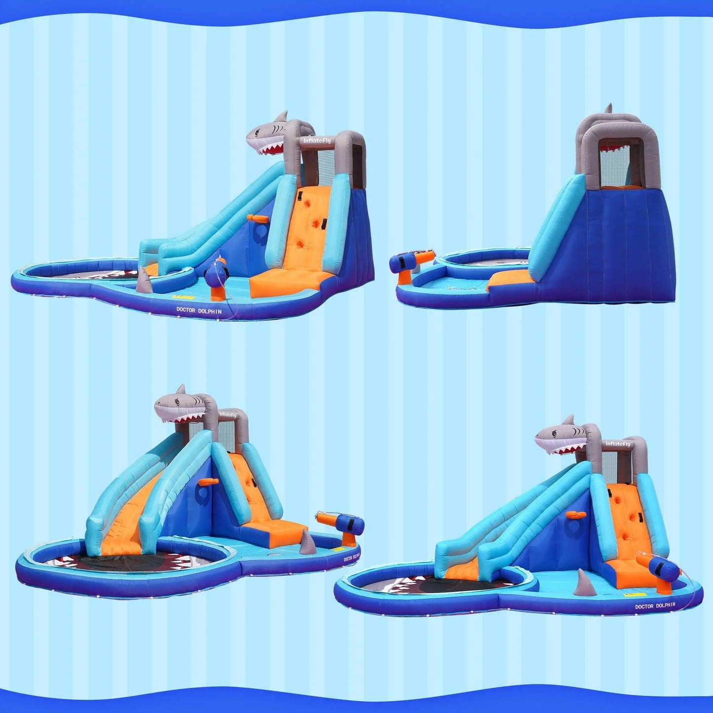 Shark Waterslide with Sprinkler Pool