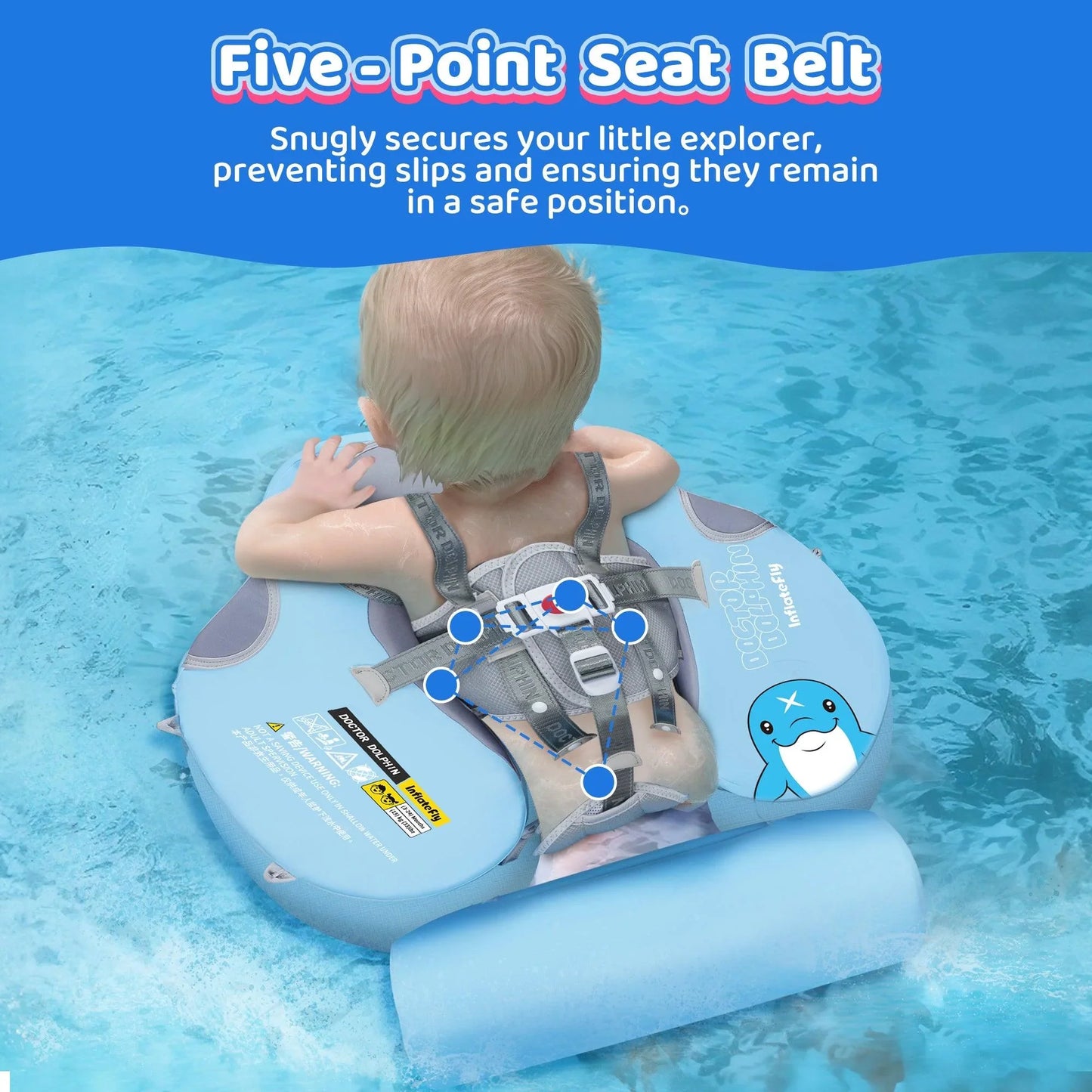 Blue UV Sunshade Baby Swim Float - INFLATEFLY