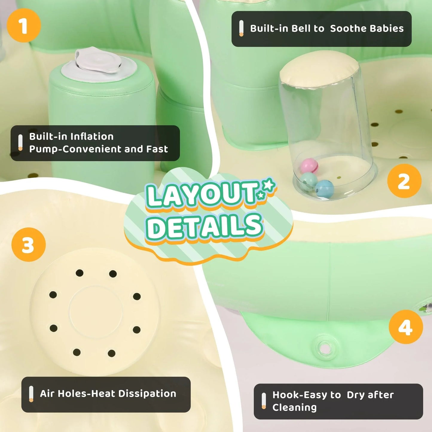 Dinosaur Inflatable Baby Seat details