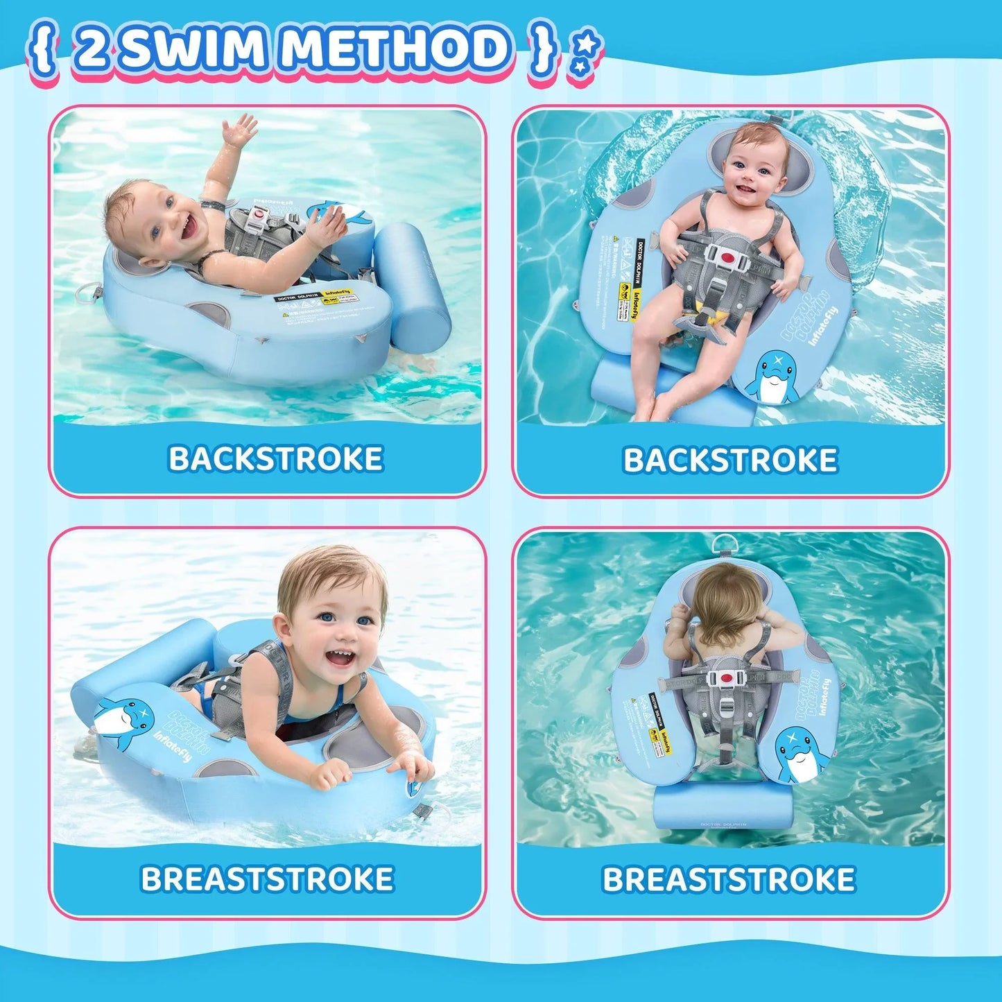 Blue UV Sunshade Baby Swim Float - INFLATEFLY
