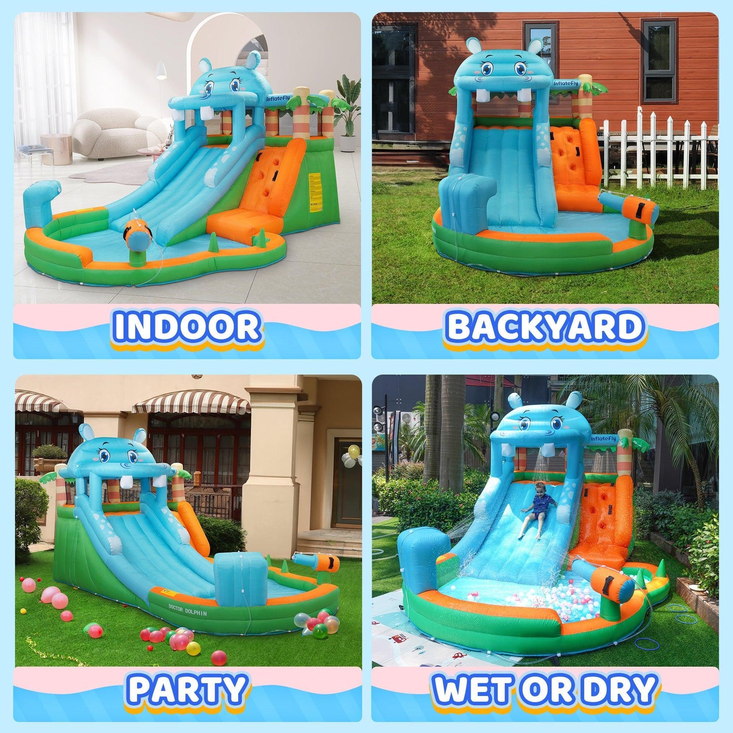 Hippo Slide Bounce House