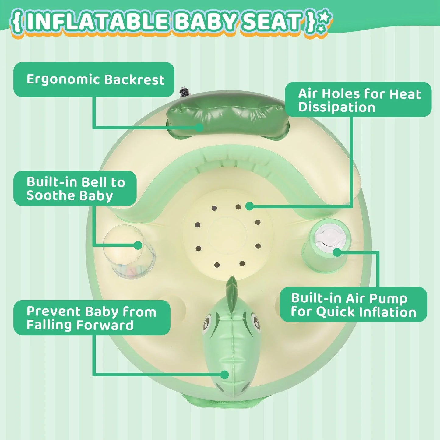Dinosaur Inflatable Baby Seat Function Area Description