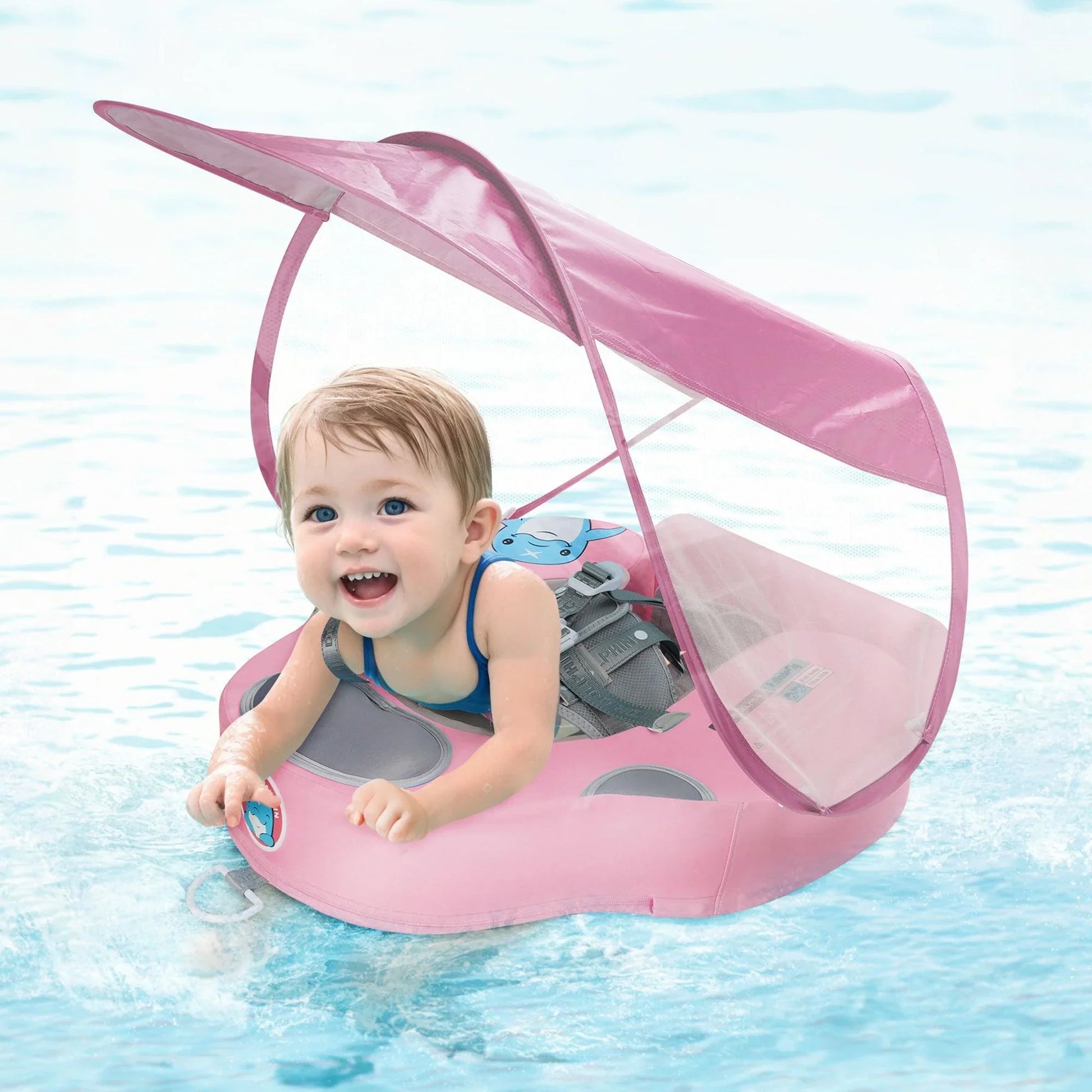 Pink UV Sunshade Baby Swim Float - INFLATEFLY