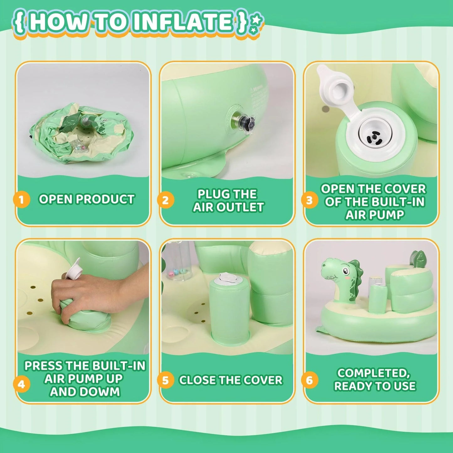 Dinosaur Inflatable Baby Seat - how to inflate