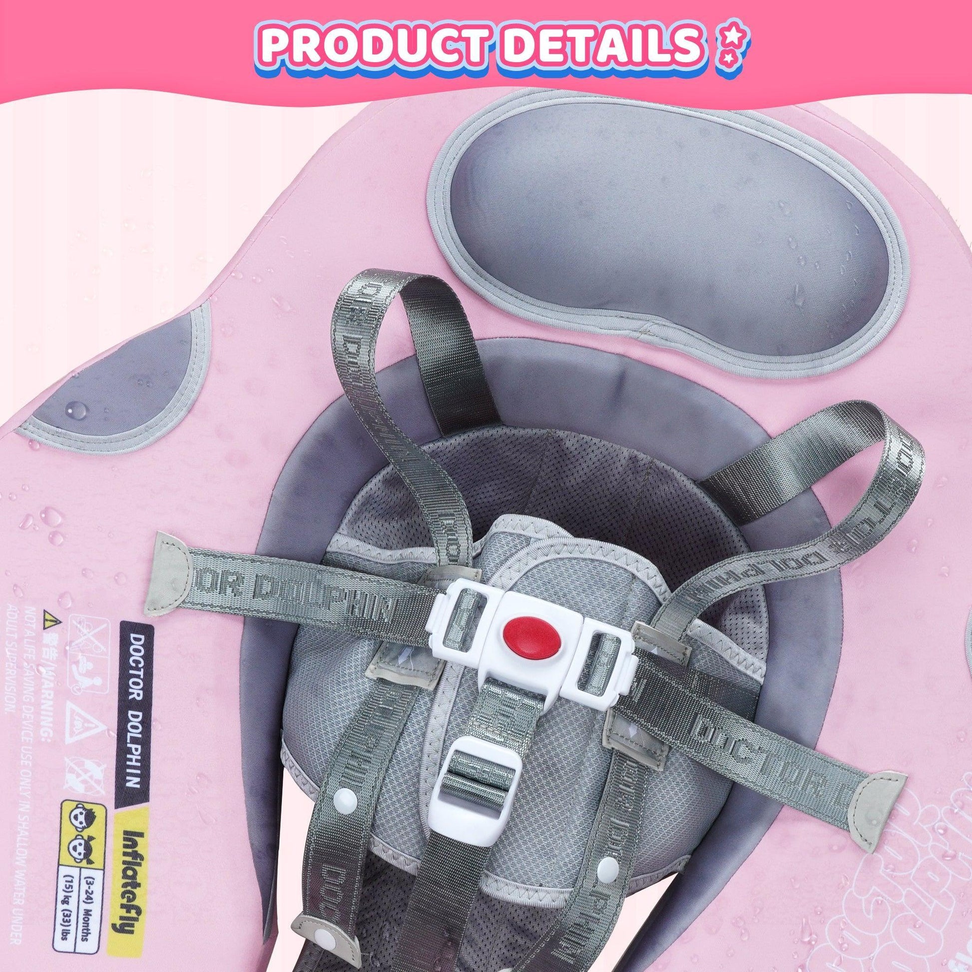 Pink UV Sunshade Baby Swim Float - INFLATEFLY
