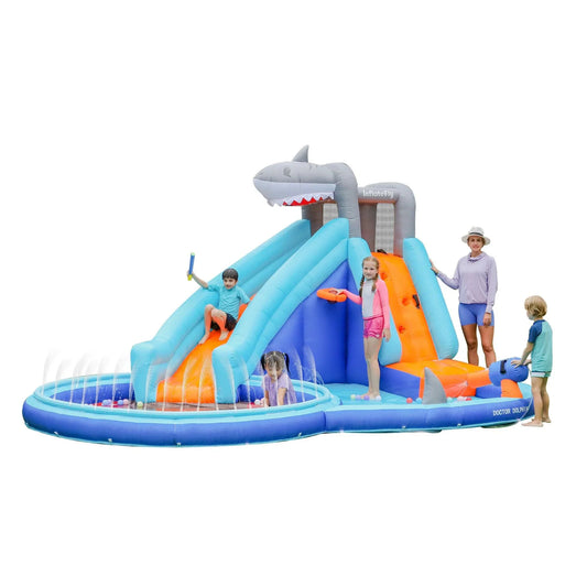 Shark Waterslide with Sprinkler Pool