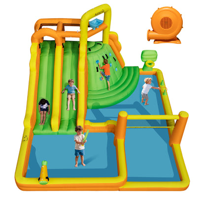 INFLATEFLY Inflatable Water Slide,11 IN 1 Inflatable Bounce House With Dual Slide,Pool, Basketball Hoop, Water Cannon, Climbing Wall, Large Kid Water Park For Backyard Activity,Outdoor Water Play Toy