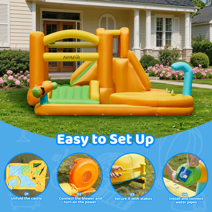 INFLATEFLY Inflatable Water Slide, 9-in-1 Bounce House Water Park with Trampoline, Pool, Climbing Wall, Water Cannon, Slides and Basketball Hoop, Kid Bouncy Castle for Outdoor Indoor Backyard Fun
