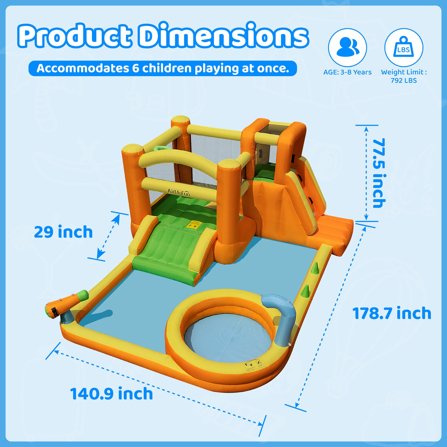 INFLATEFLY Inflatable Water Slide, 9-in-1 Bounce House Water Park with Trampoline, Pool, Climbing Wall, Water Cannon, Slides and Basketball Hoop, Kid Bouncy Castle for Outdoor Indoor Backyard Fun