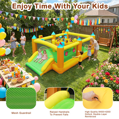 INFLATEFLY Inflatable Bounce House Whack-a-Mole Game, Large Slide, Bouncing Area, 2 Basketball Hoops, 2 Sticky Targets, for Ages 3-8 18 x 11 x 6.6 ft