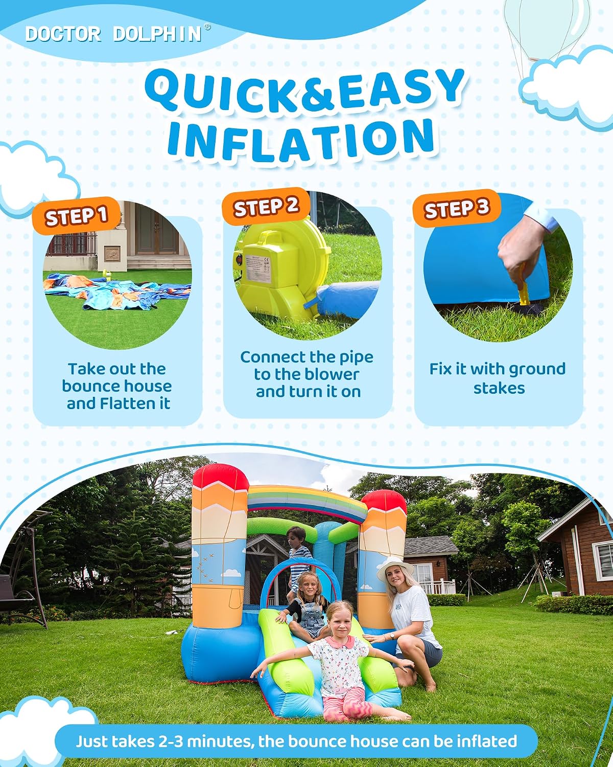 【CLEARANCE PRICE】 Hot Air Balloon Bounce House with Slide