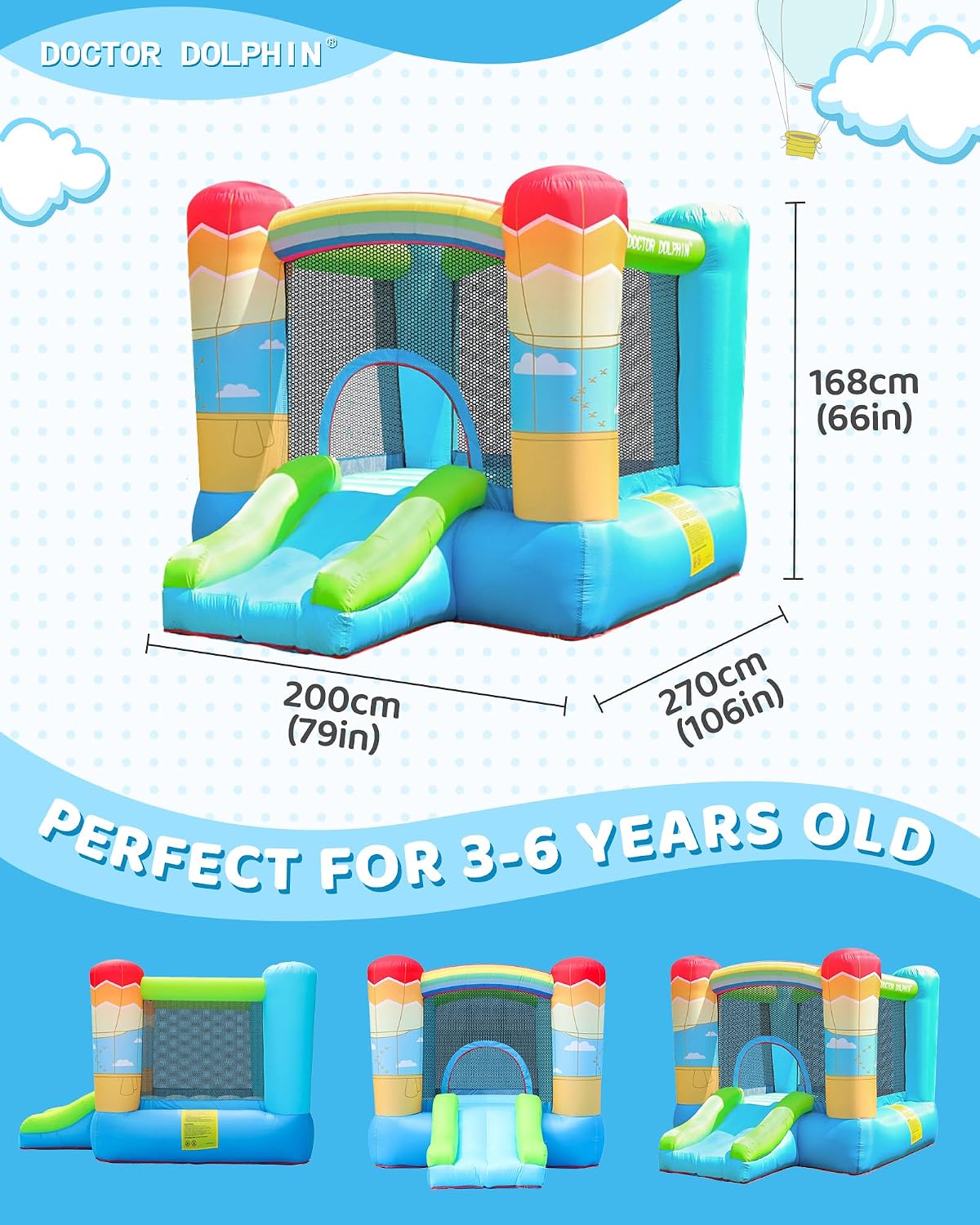 【CLEARANCE PRICE】 Hot Air Balloon Bounce House with Slide