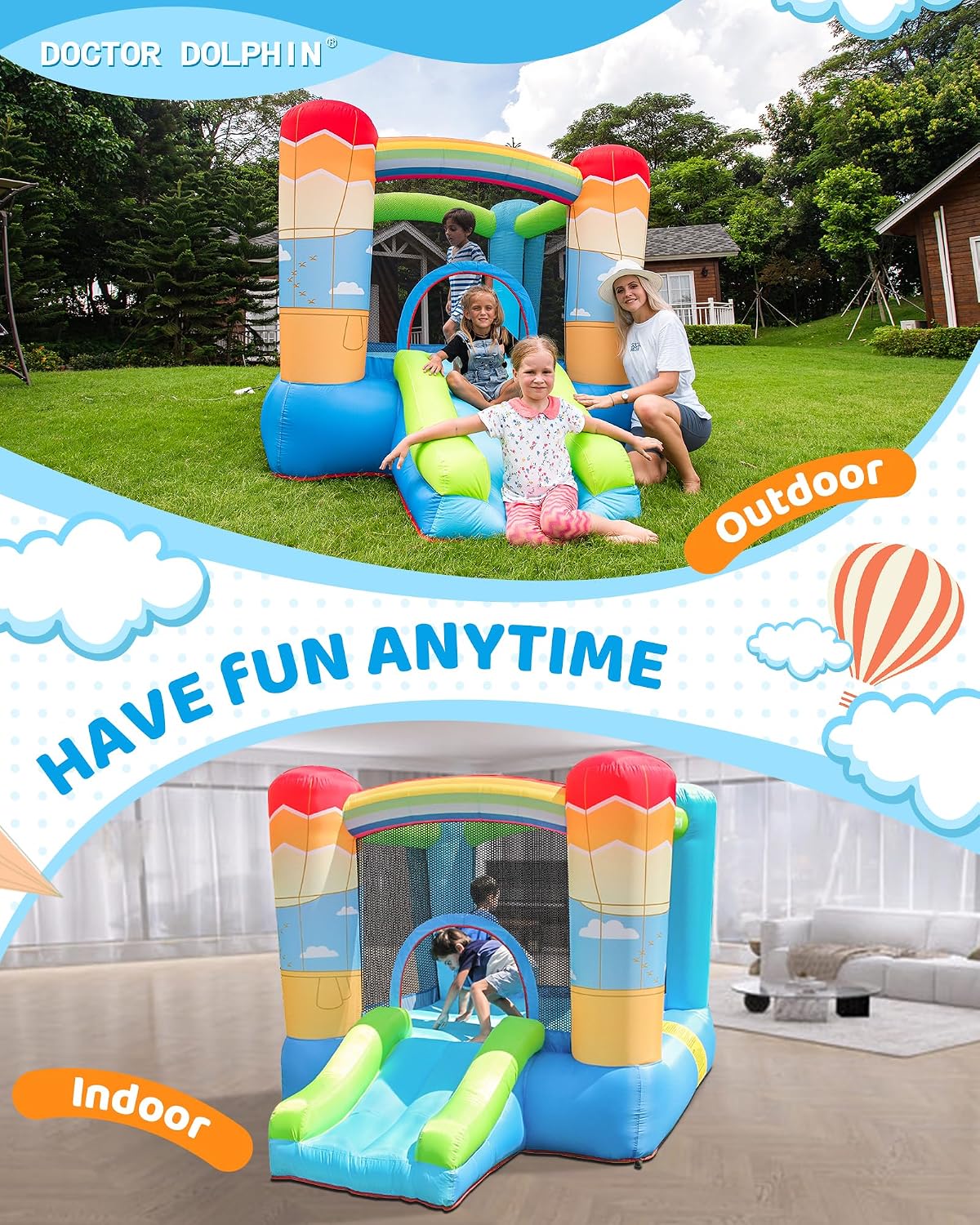 【CLEARANCE PRICE】 Hot Air Balloon Bounce House with Slide