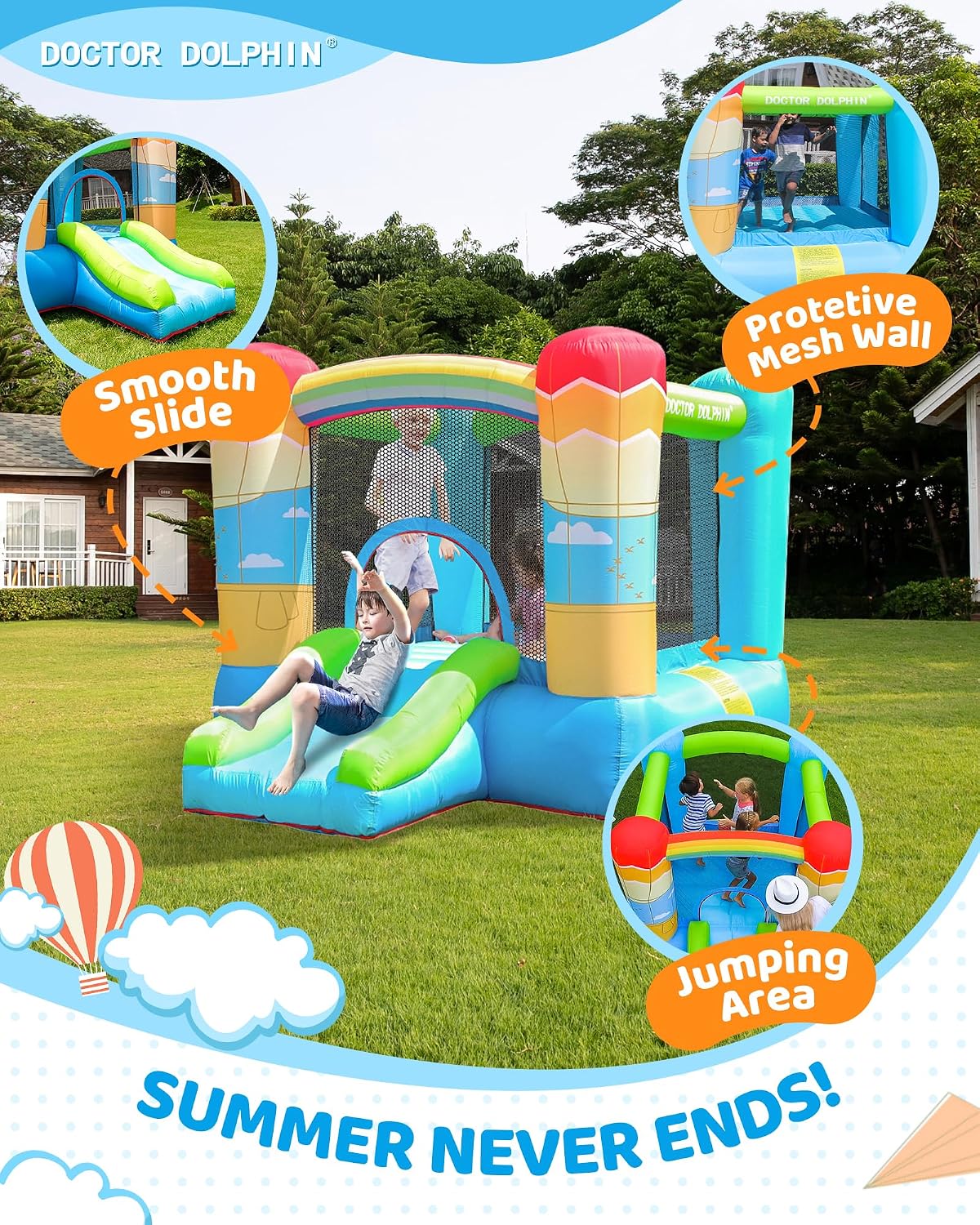 【CLEARANCE PRICE】 Hot Air Balloon Bounce House with Slide