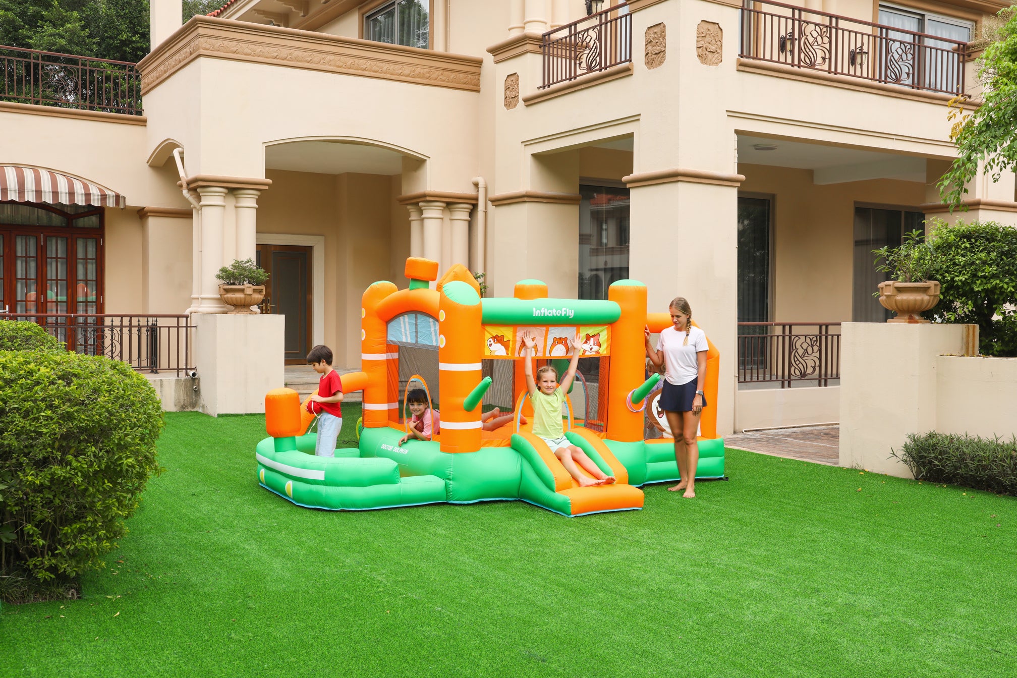 Load video: Inflating Process and Gameplay Demonstration of the Hamster Bouncy Castle